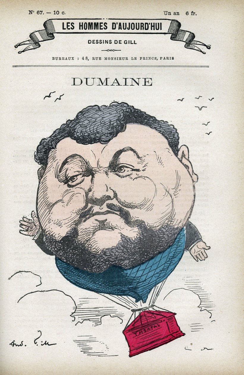 Porträt von Dumaine, französischer Künstler des 19. Jahrhunderts. Karikatur von Gill, Paris von Andre Gill
