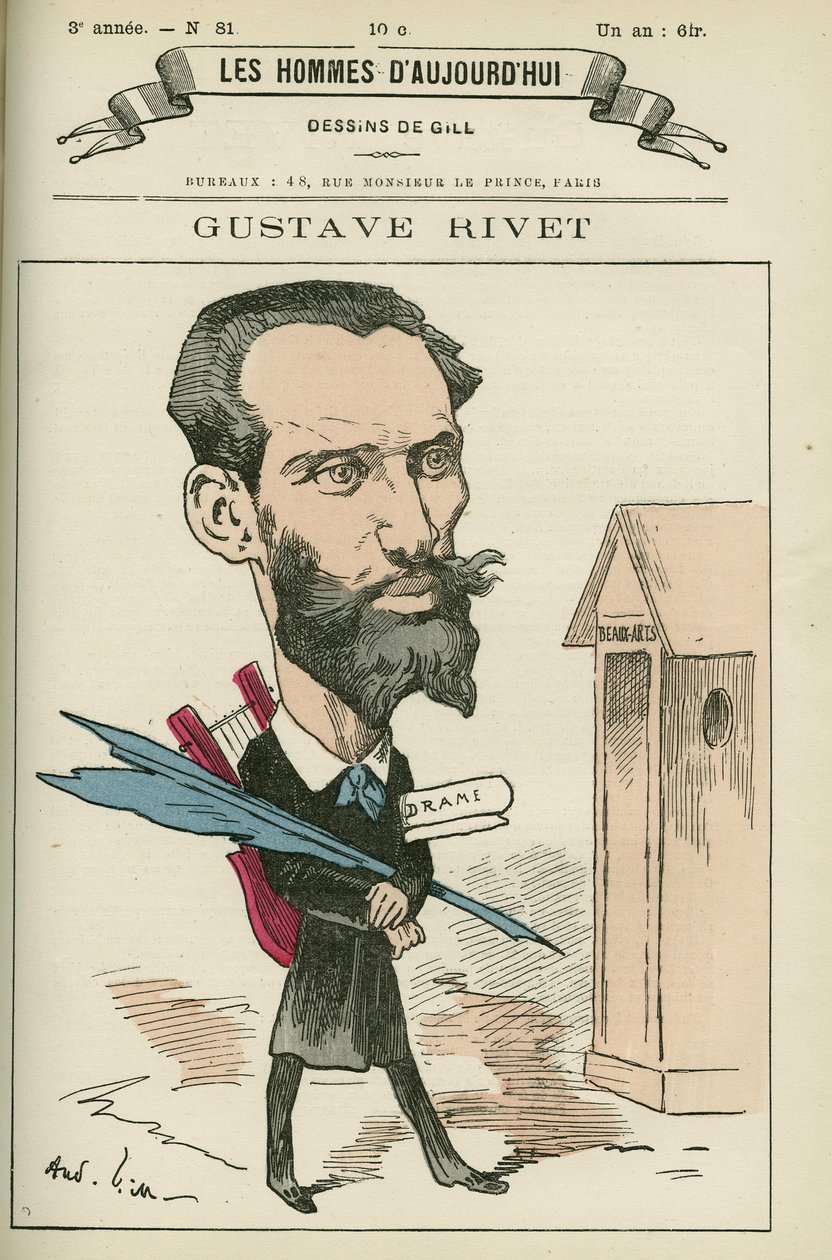 Porträt von Gustave Rivet (1848-1936), ein französischer Lehrer und Politiker, er war Senator von Isère von 1903 bis 1924. Karikatur von Gill, Paris. von Andre Gill