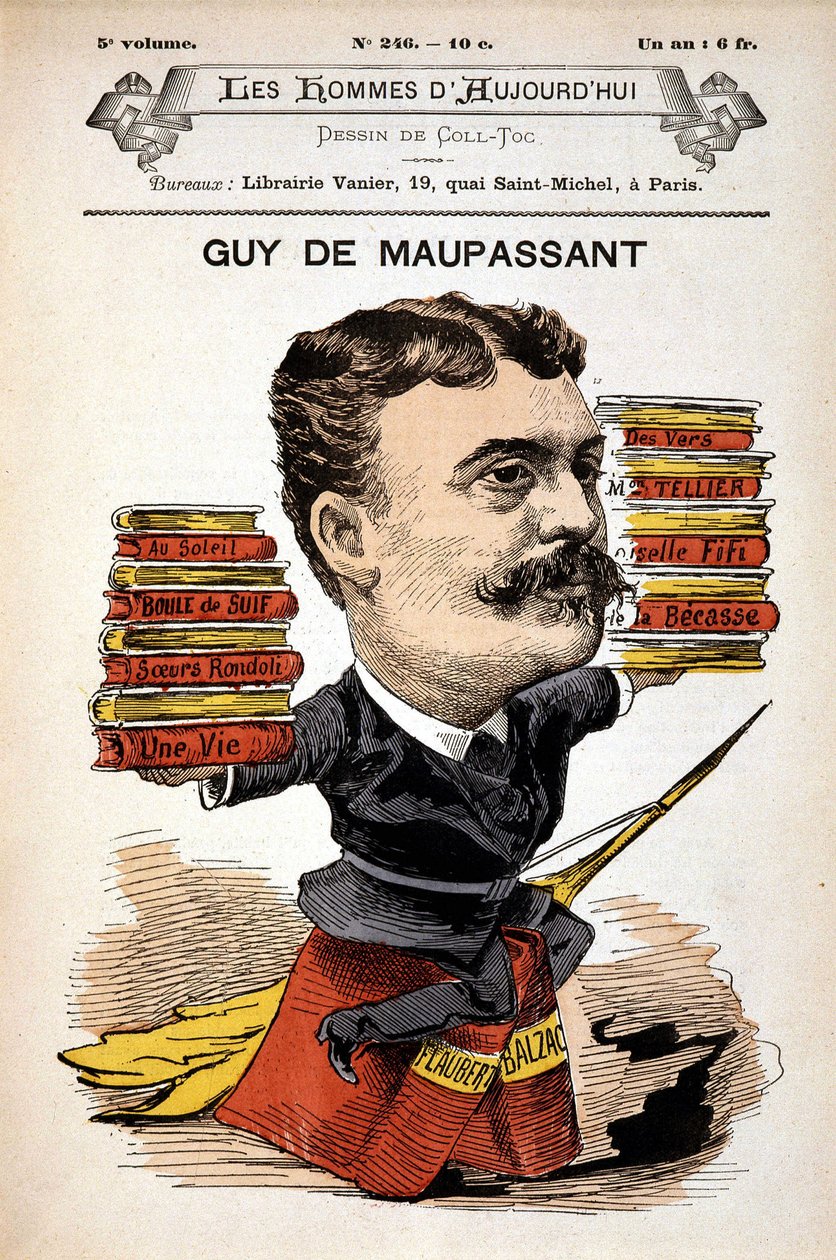 Porträt von Guy de Maupassant - von Gill, in „Les Hommes d