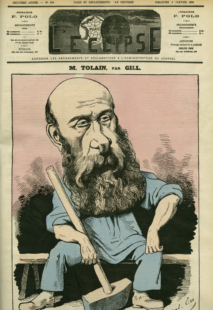 Porträt von Henri Louis Tolain (1828-1897), französischer Graveur und Politiker. Titelblatt in "L