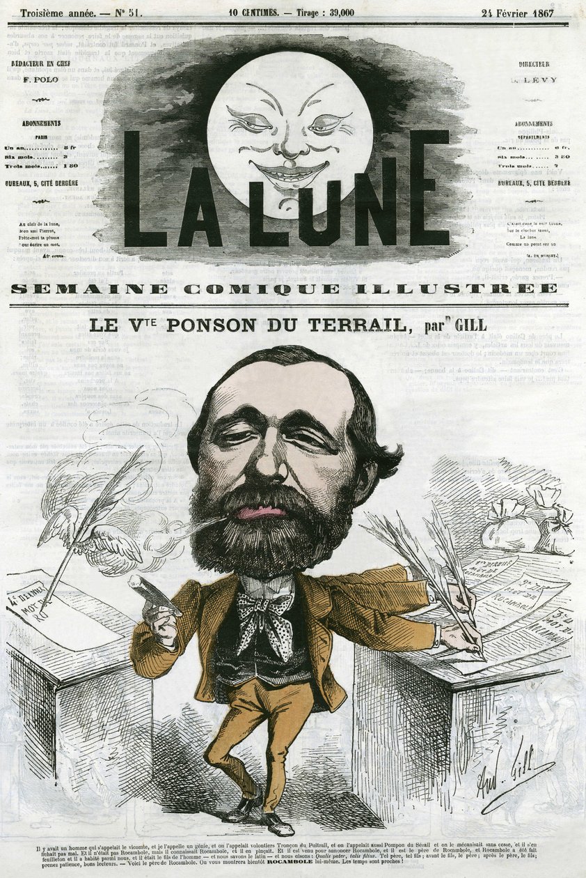 Porträt von Viconte Ponson du Terrail (1829-1871), französischer Schriftsteller von Andre Gill