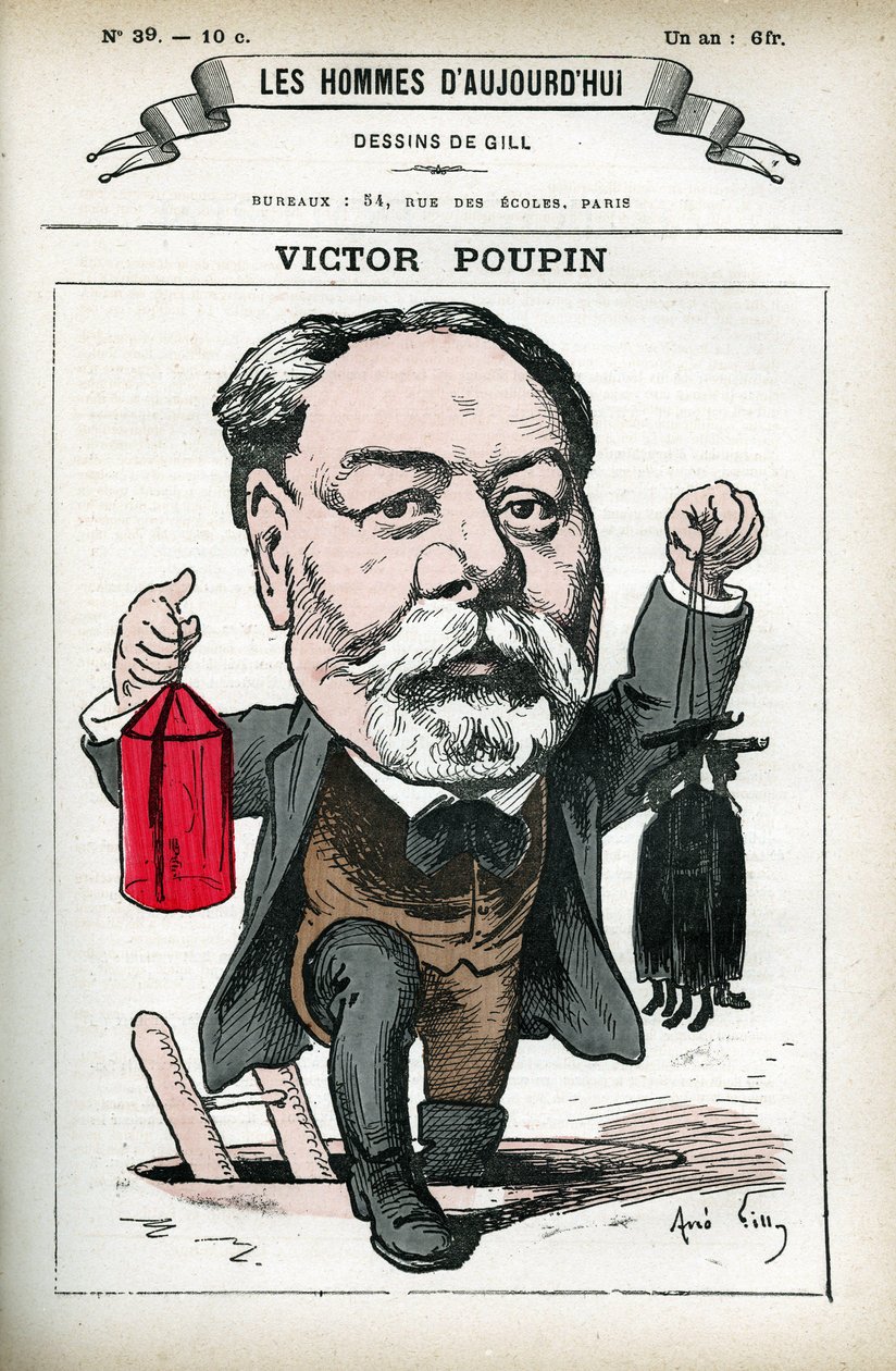 Porträt von Victor Poupin (1838-1906), französischer Politiker. Karikatur von Gill, in „Les Homme d