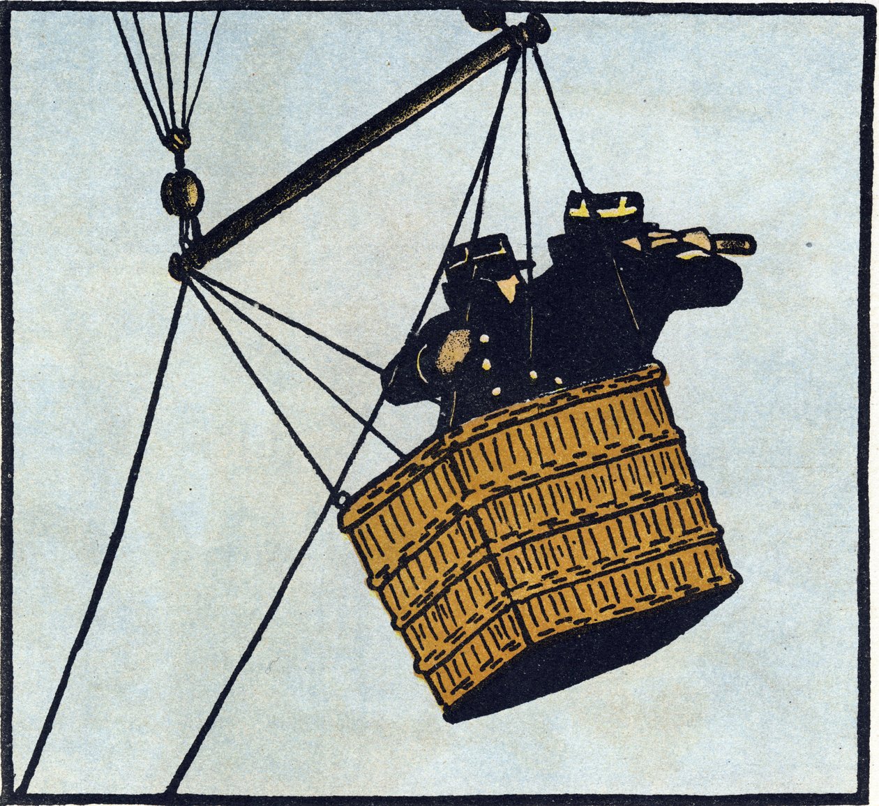 Erster Weltkrieg 1914-1918: Beobachter der französischen Armee in einem Fesselballon. Gravur in 