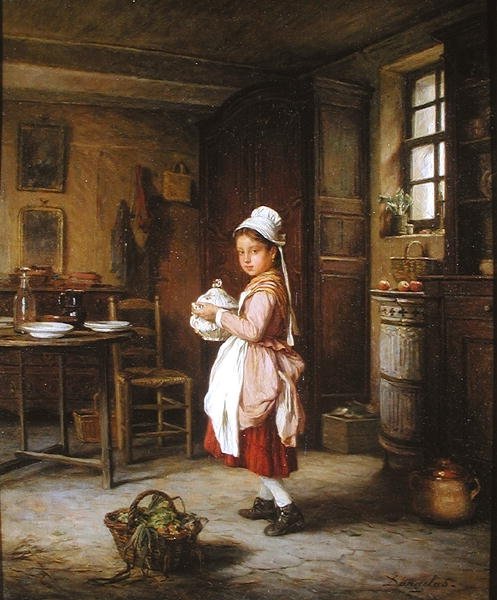 Den Tisch decken von André Henri Dargelas
