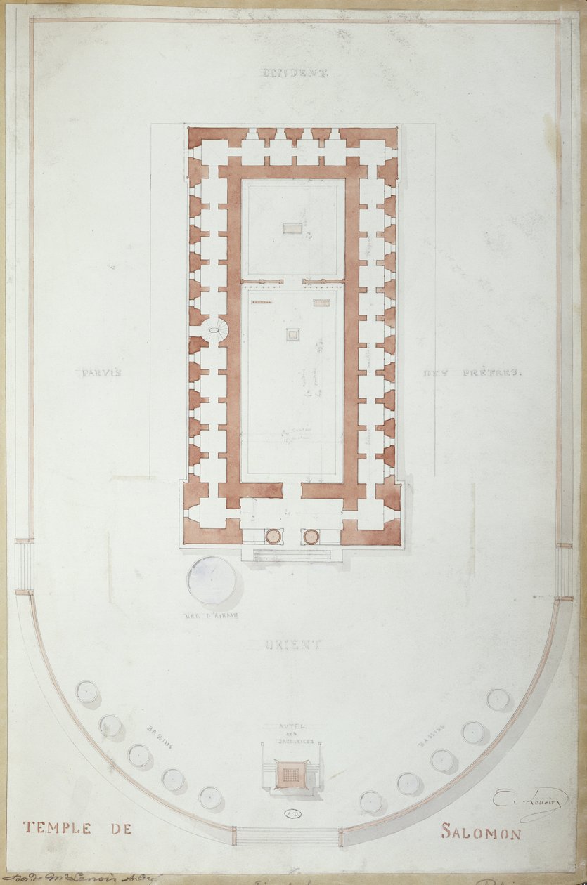 Plan des Tempels von Salomon in Jerusalem, Mitte des 19. Jahrhunderts von Andre Lenoir