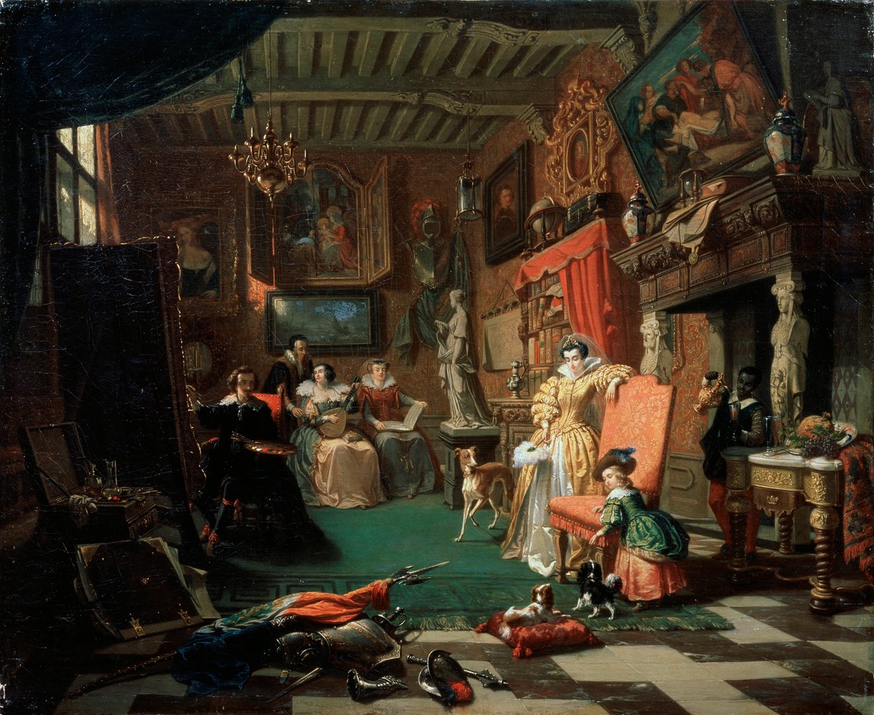 Sir Anthonis van Dyck malt ein Porträt, 1853 von Andre Plumot