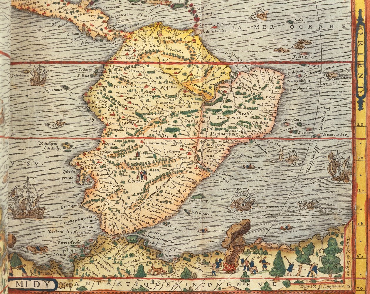 Karte von Südamerika aus Cosmographie von Andre Thevet von Andre Thevet