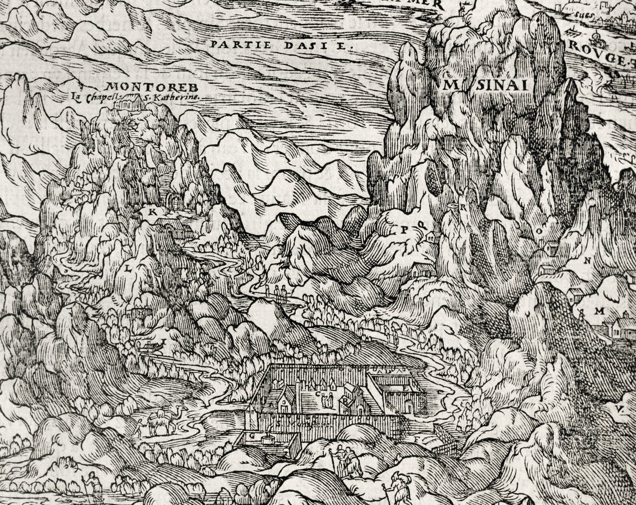 Gebirgsregion des Sinai, Stich von Andre Thevet, Paris, Frankreich von Andre Thevet