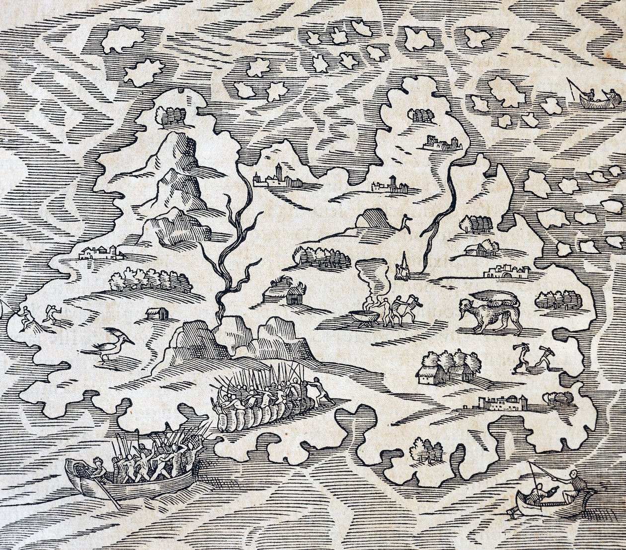 Trinity Island, Gravur aus der Universal Cosmology, von Andre Thevet, Paris von Andre Thevet