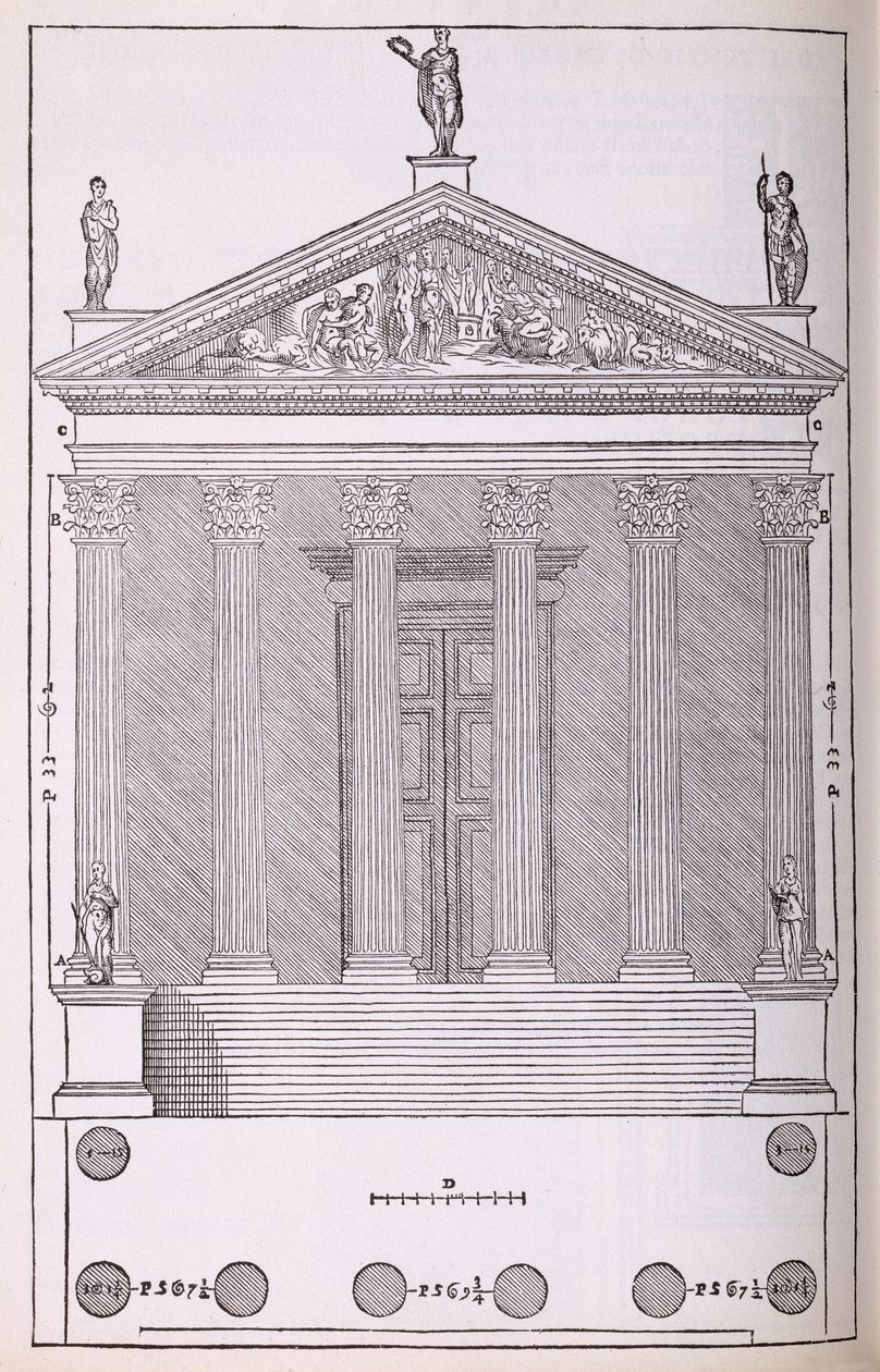 Ansicht des Tempels von Castor und Pollux, Illustration aus einer Faksimileausgabe von 