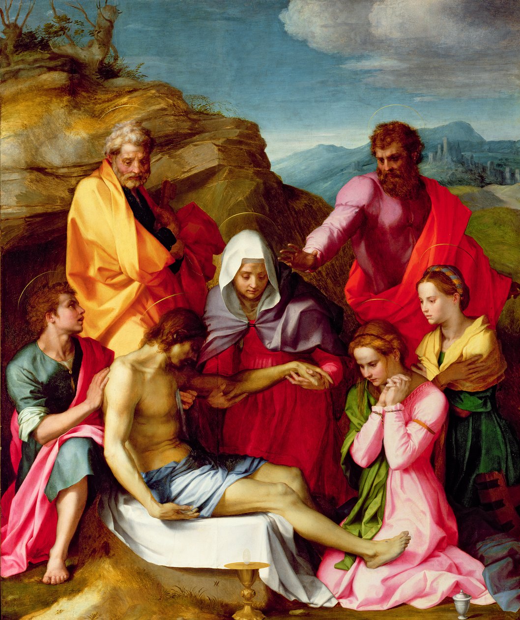 Abnahme mit der Jungfrau Maria und Heiligen, 1523-24 von Andrea del Sarto