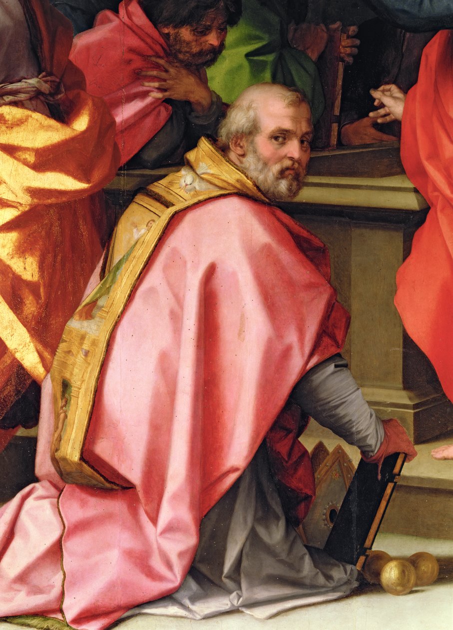 Mariä Himmelfahrt, Detail zeigt St. Nikolaus von Myra mit 3 goldenen Kugeln von Andrea del Sarto
