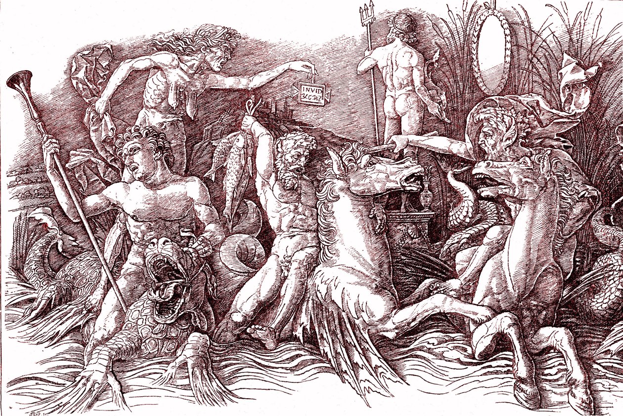 Schlacht der Meeresgötter nach Andrea MANTEGNA (1431-1506) von Andrea (after) Mantegna