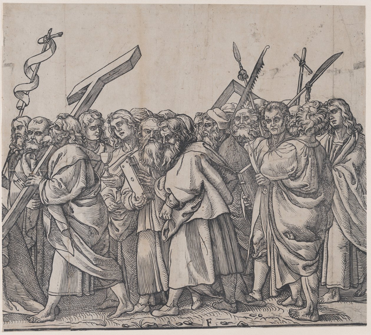 Heilige mit Kreuzen, Büchern und Waffen, aus Der Triumph Christi, 1836 von Andrea Andreani
