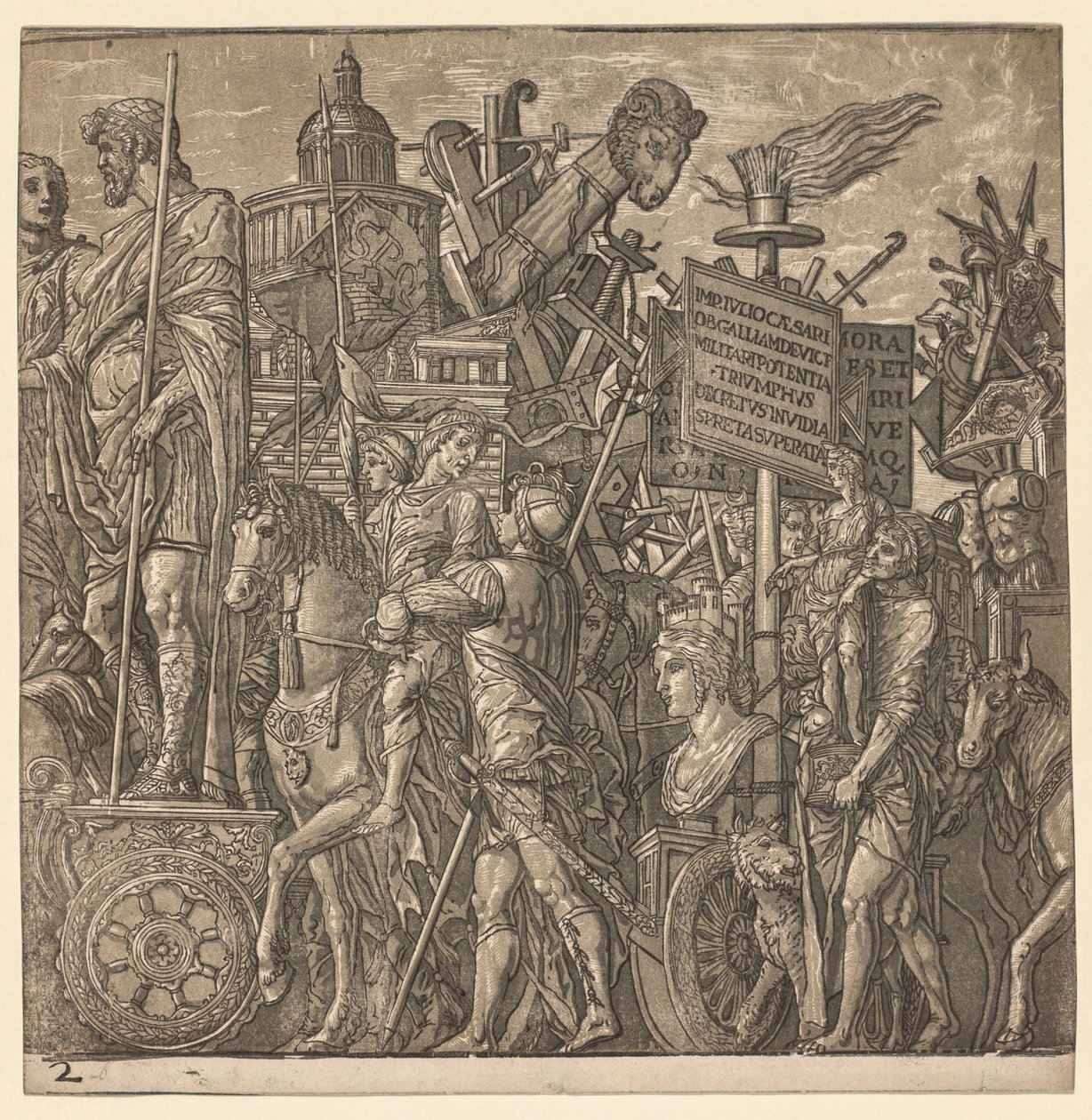 Der Triumph von Julius Caesar: Kolossale Statuen und Belagerungsgeräte, 1593-99 von Andrea Andreani