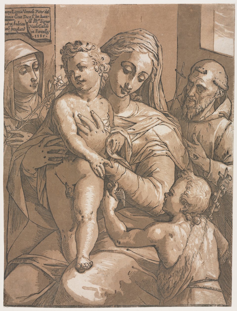 Jungfrau und Kind mit St. Johannes, St. Katharina von Siena und St. Franziskus von Andrea Andreani