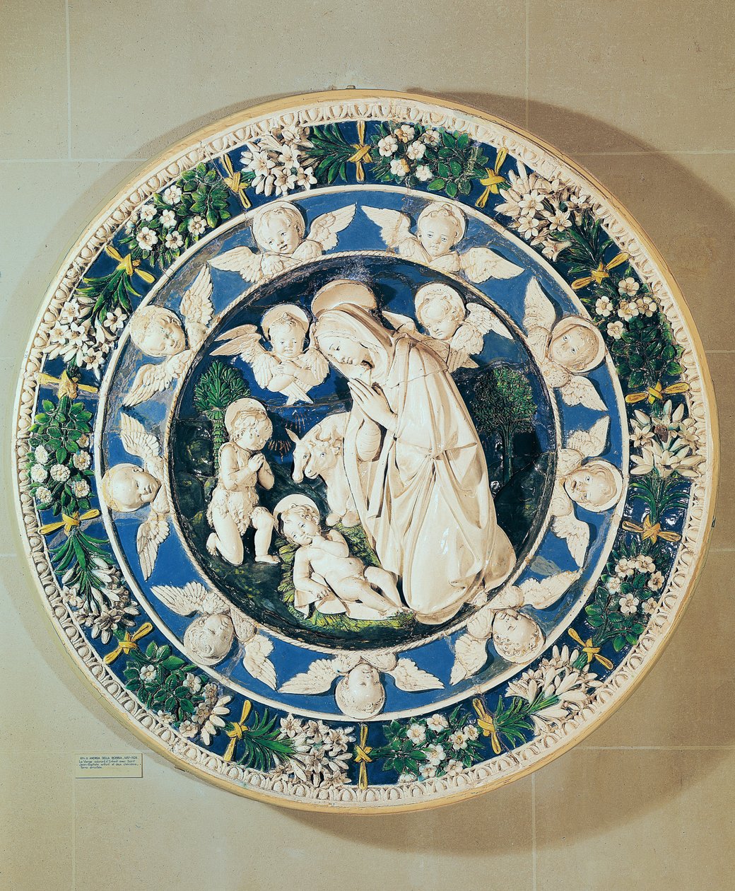Anbetung der Jungfrau mit Johannes dem Täufer und zwei Cherubim von Andrea Della Robbia