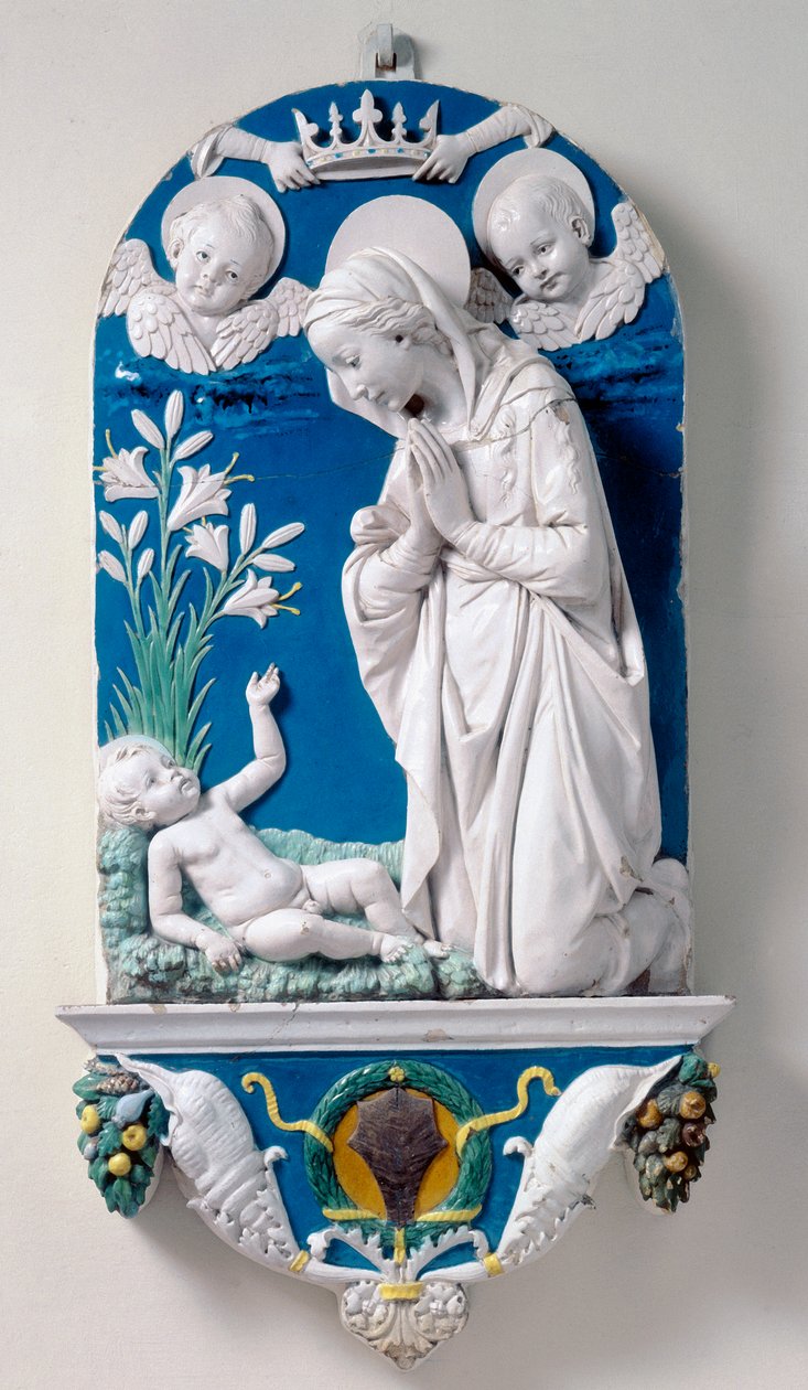 Madonna der Lilien, Anbetung des Kindes von Andrea Della Robbia