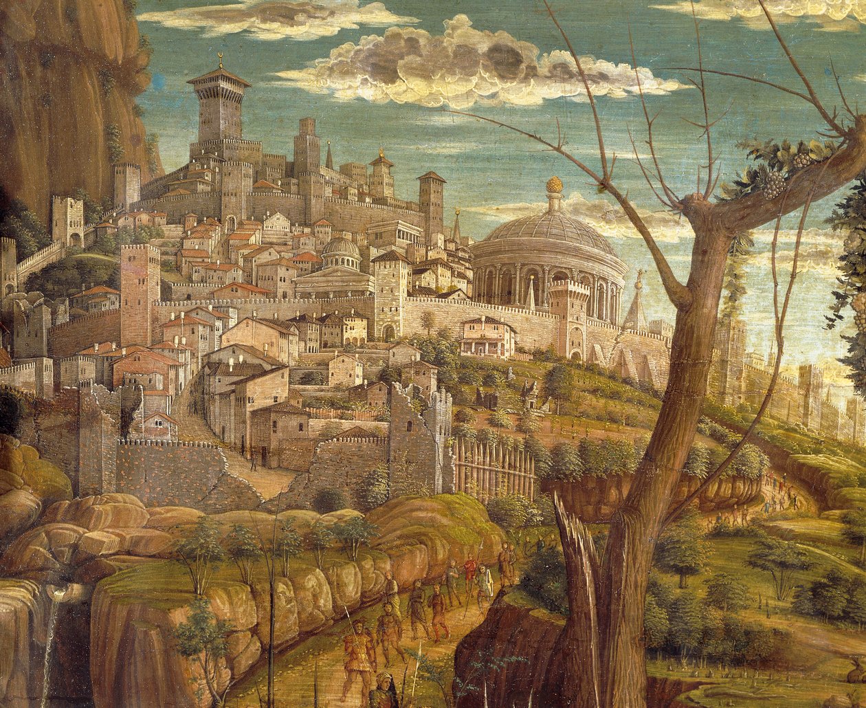 Agonie im Garten (Detailansicht von Jerusalem) von Andrea Mantegna