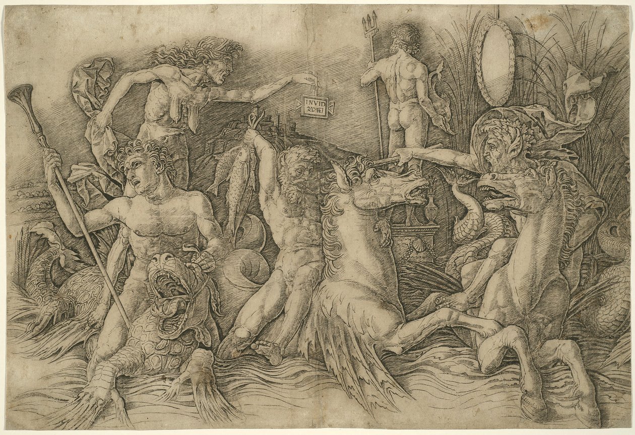 Schlacht der Meeresgötter, linke Hälfte eines Frieses von Andrea Mantegna