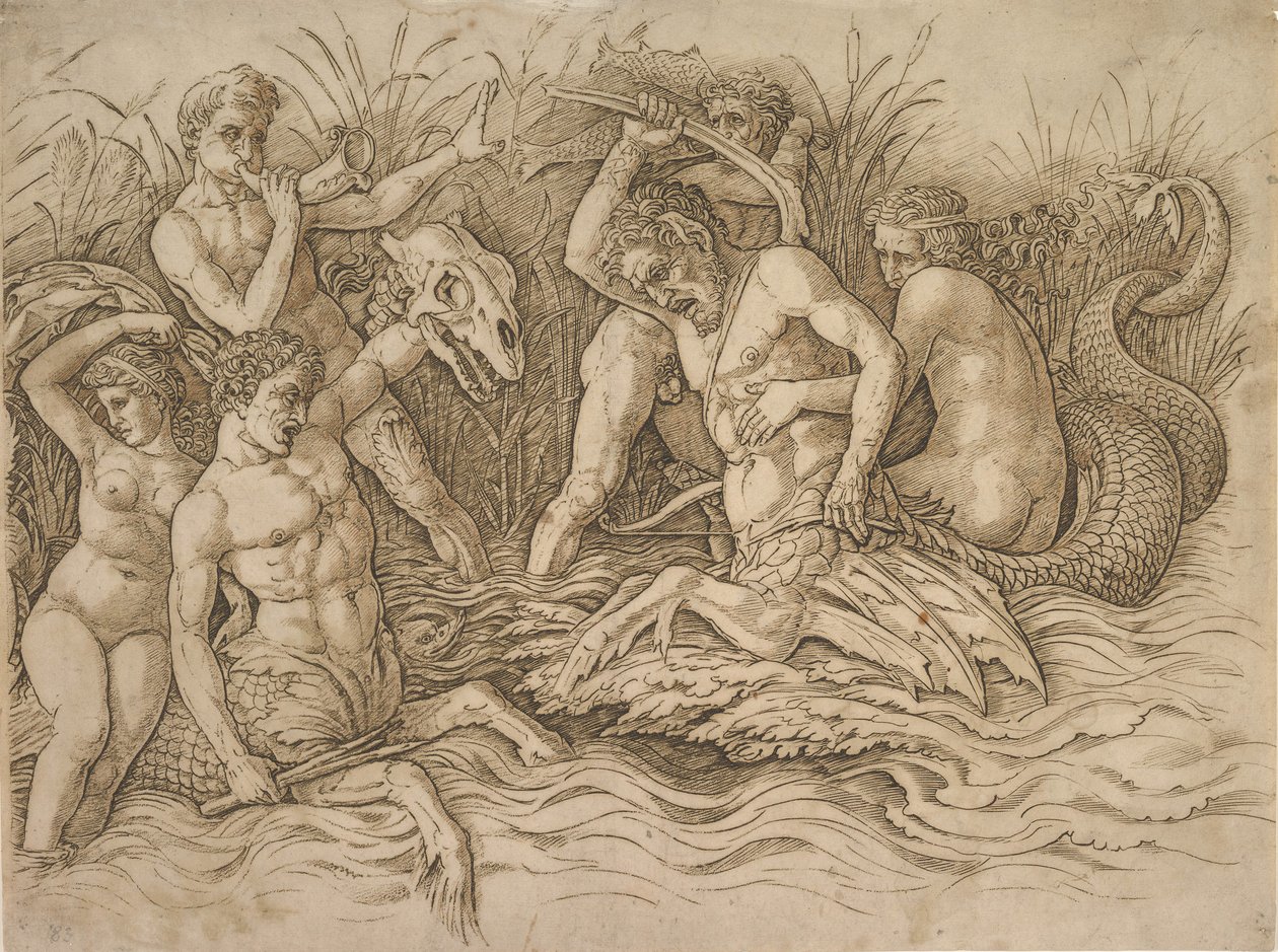 Schlacht der Meeresgötter rechte Hälfte, ca. 1485-88 von Andrea Mantegna