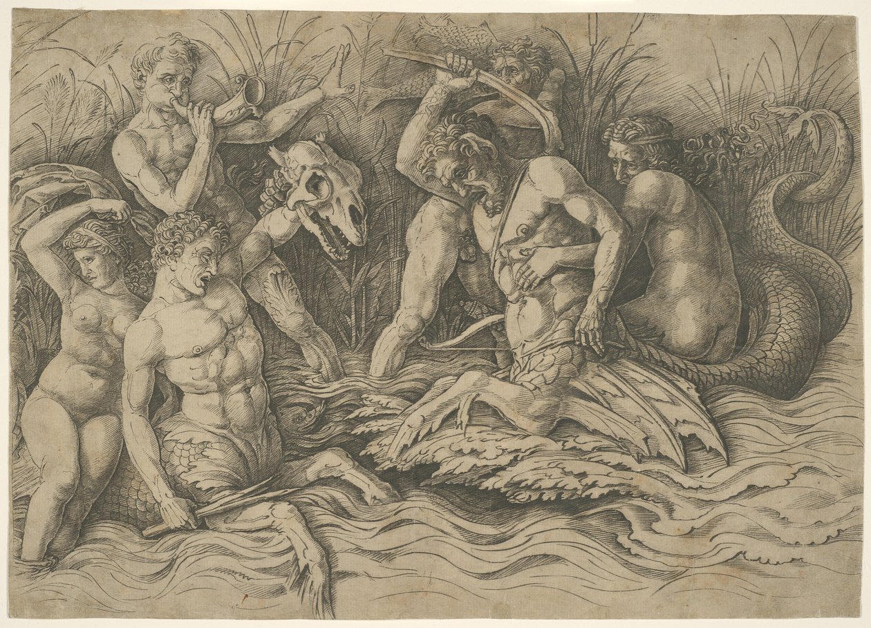 Schlacht der Meeresgötter: Rechte Hälfte eines Frieses von Andrea Mantegna
