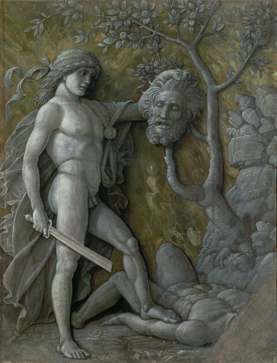 David mit dem Kopf von Goliath, ca. 1490-95 von Andrea Mantegna