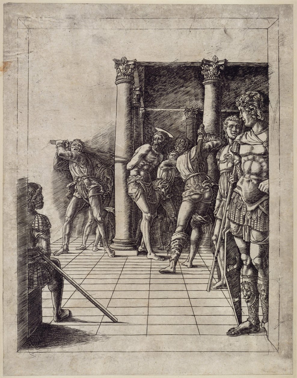 Die Geißelung Christi (mit dem Fliesenboden) von Andrea Mantegna
