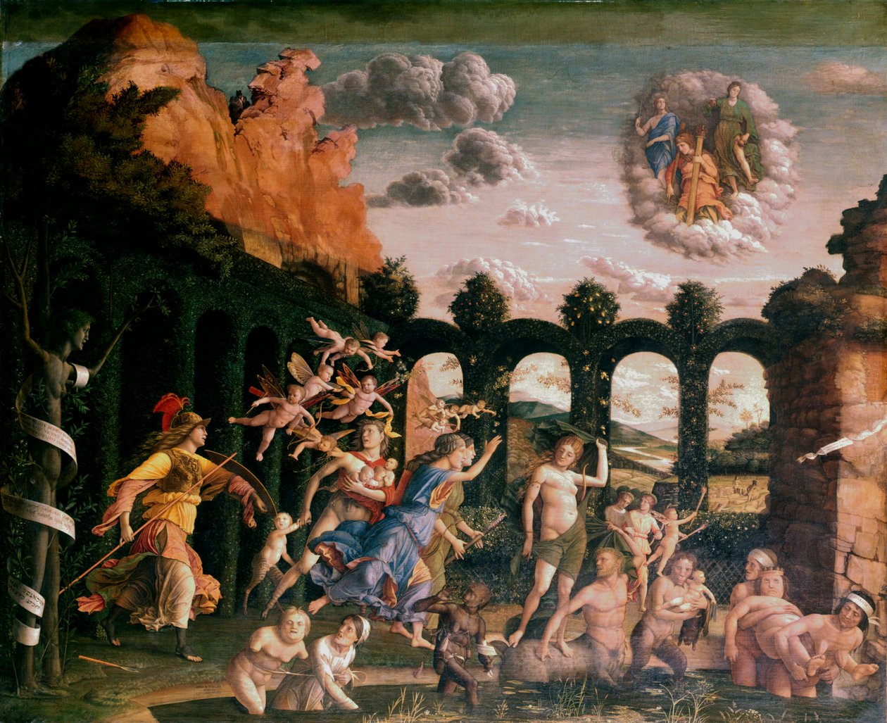 Minerva jagt die Laster aus dem Garten der Tugend von Andrea Mantegna