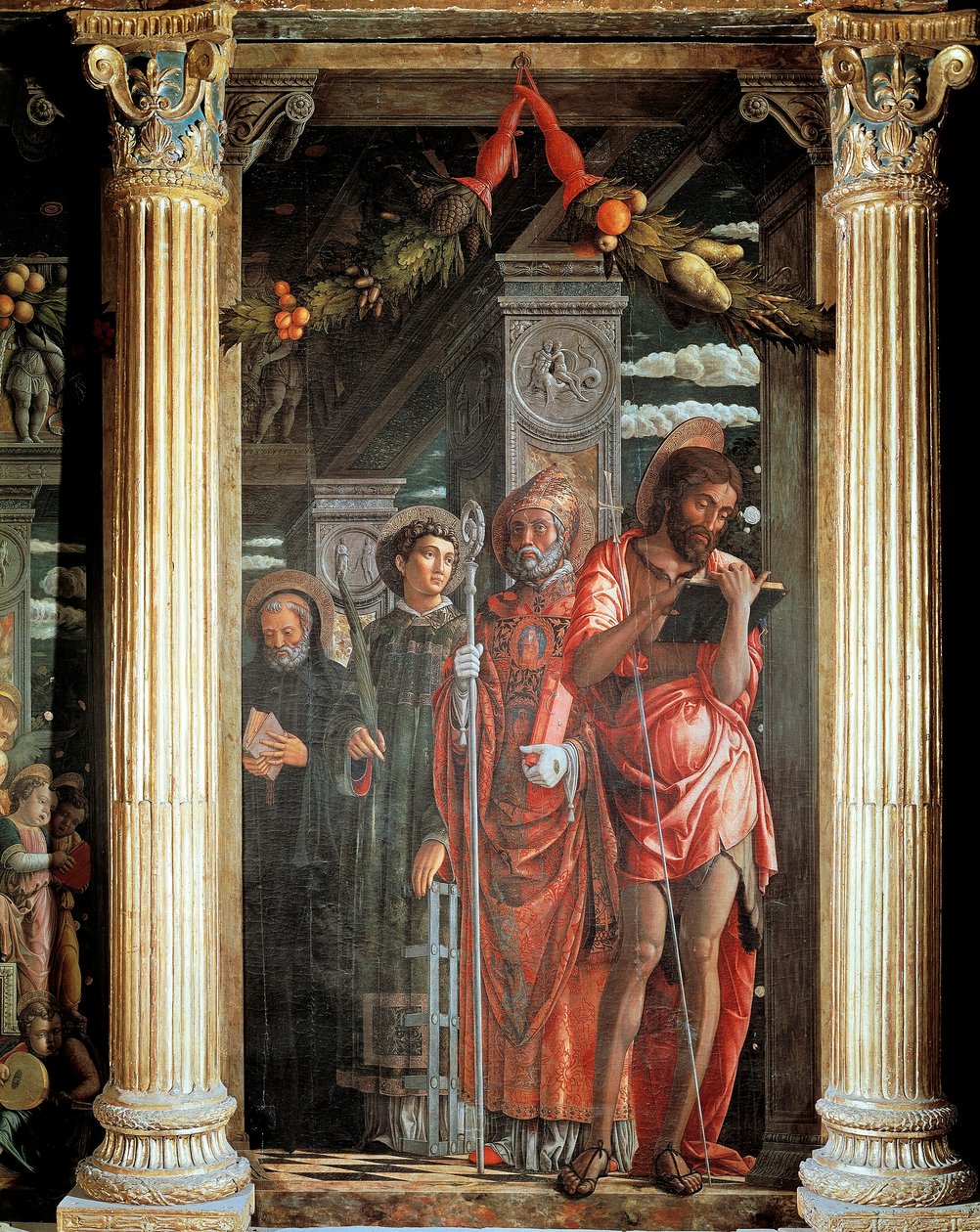 Heilige Johannes und Lorenzo und zwei Heilige (Detail) von Andrea Mantegna