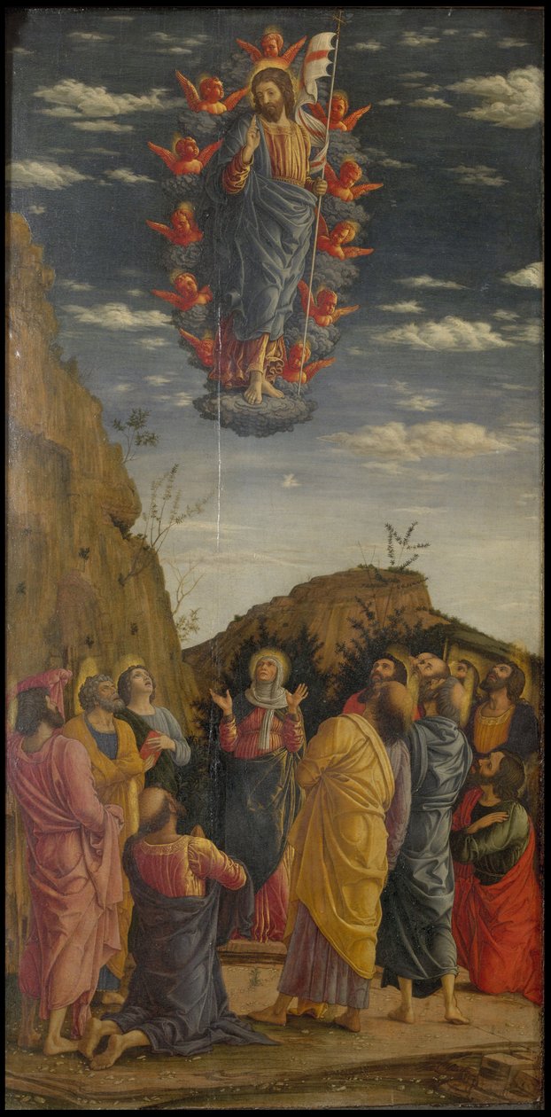 Die Himmelfahrt Trittico degli Uffizi Uffizi Triptychon, linkes Panel, ca. 1463-1464 von Andrea Mantegna