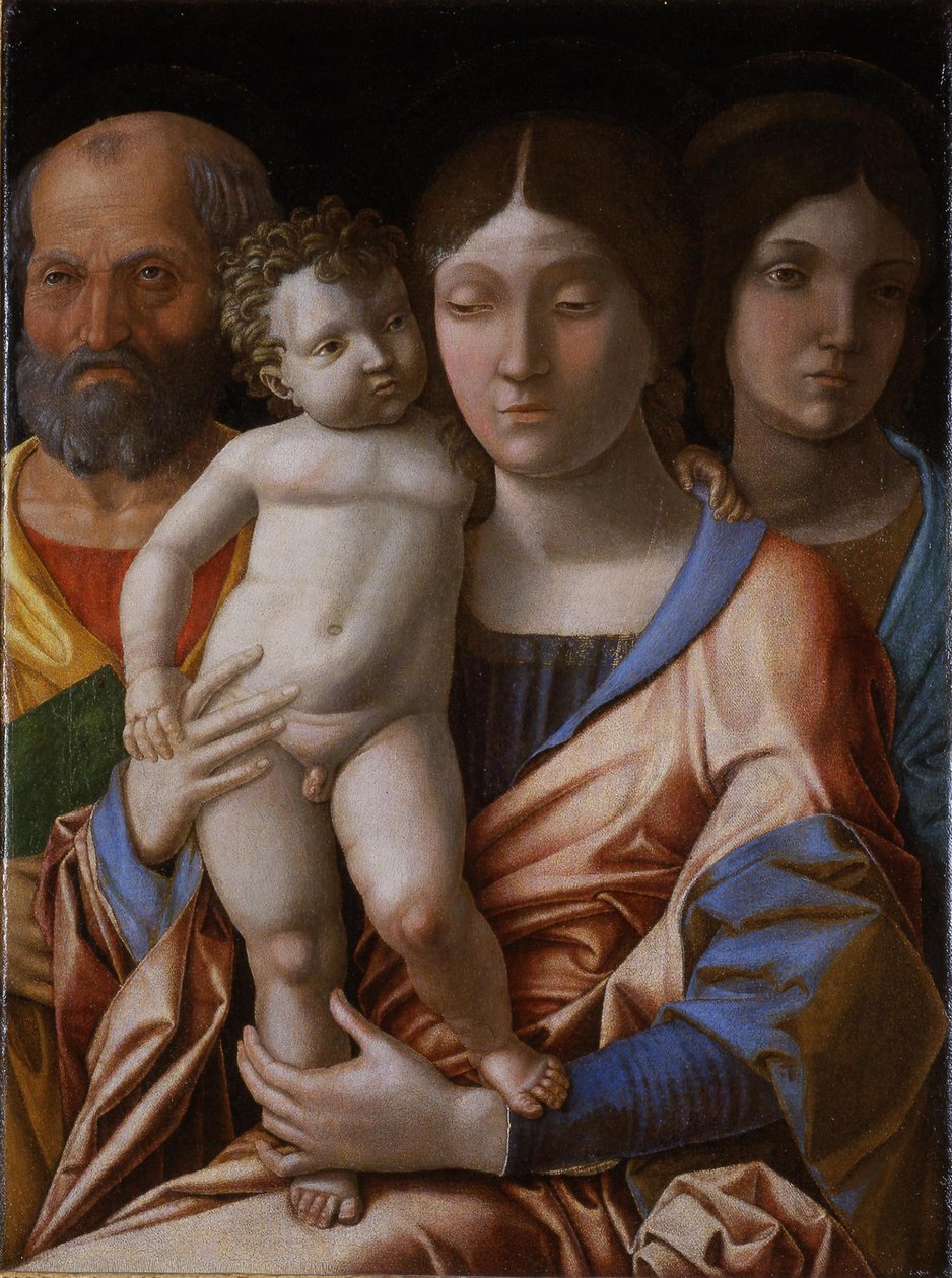 Die Heilige Familie mit einem Heiligen, 1495 von Andrea Mantegna