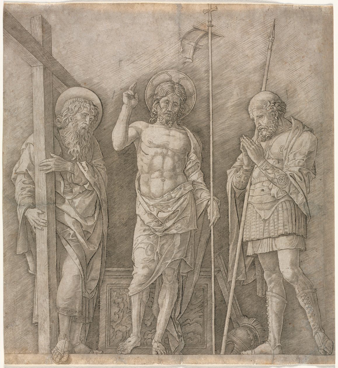 Der auferstandene Christus zwischen St. Andreas und Longinus von Andrea Mantegna