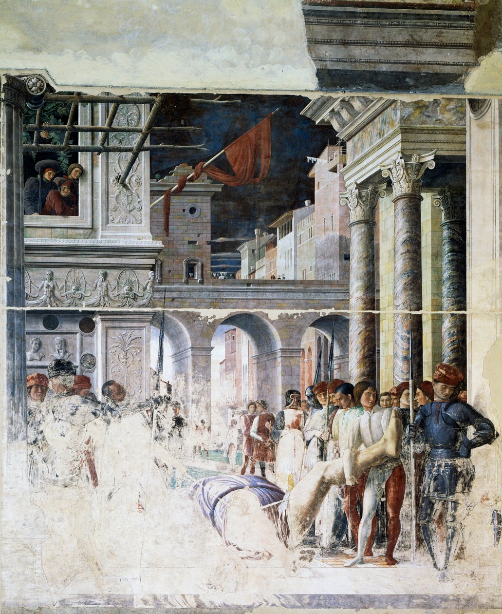 Transport des enthaupteten Körpers von St. Christophorus (Detail) von Andrea Mantegna