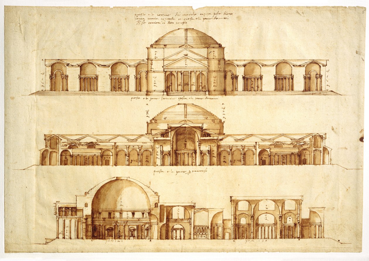 Rekonstruktionsprojekt der Bäder des Agrippa, Rom, ca. 1550 von Andrea Palladio
