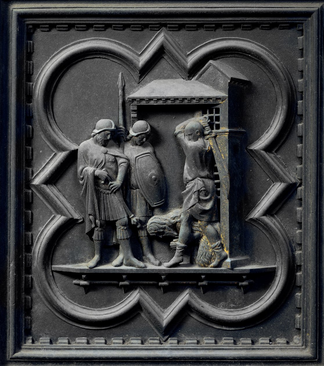 Die Enthauptung von Johannes dem Täufer, sechstes Panel der Südtüren des Baptisteriums von San Giovanni, 1336 von Andrea Pisano