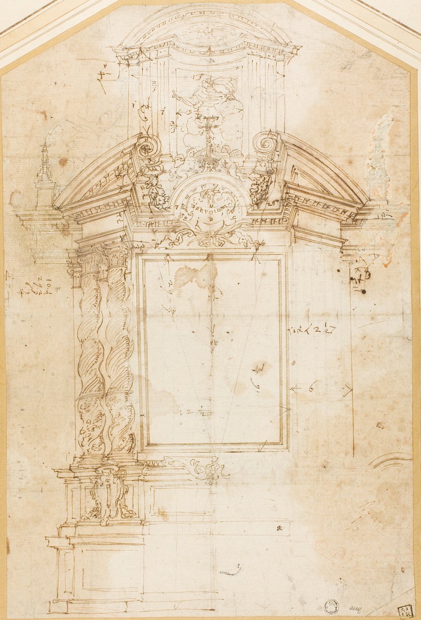 Skizze für einen Altar des Heiligen Bartholomäus von Andrea Pozzo