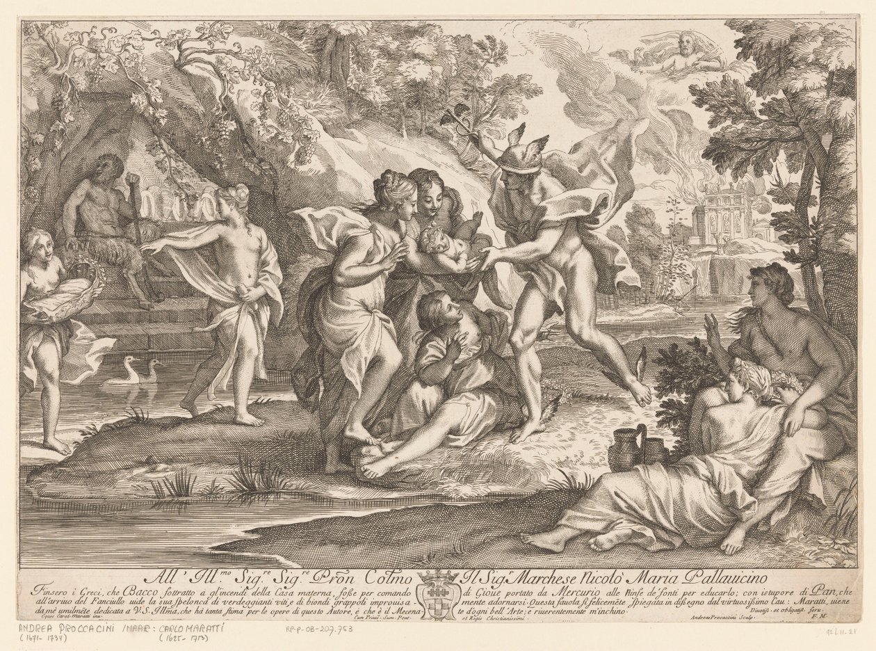 Merkur gibt Bacchus den Nymphen von Nysa von Andrea Procaccini
