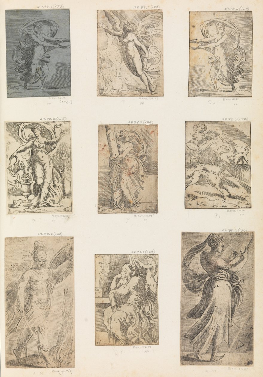 Mars und andere mythologische Figuren, ca. 1536-38 von Andrea Schiavone