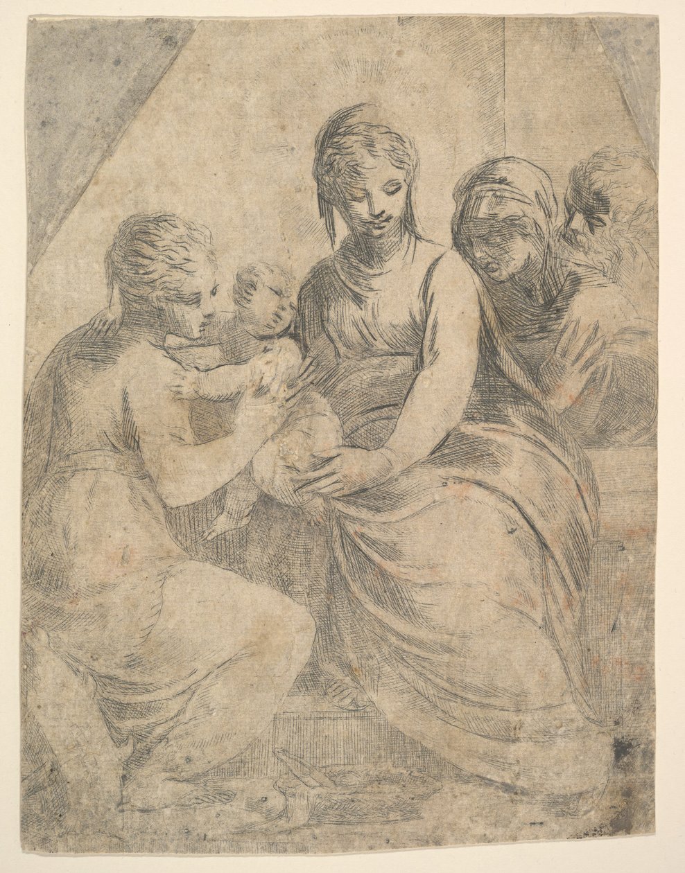 Die Jungfrau und das Kind, begleitet von Heiligen, ca. 1540-50 von Andrea Schiavone