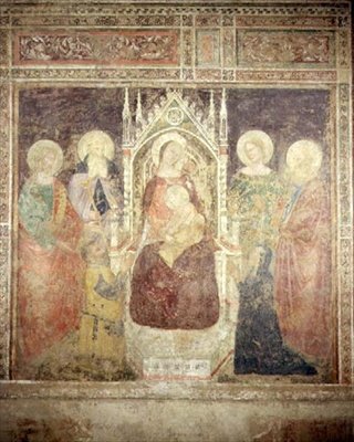 Jungfrau mit Kind und den Heiligen Johannes der Täufer, Nikolaus und Elias von Andrea da Firenze (fl.1388 1459)