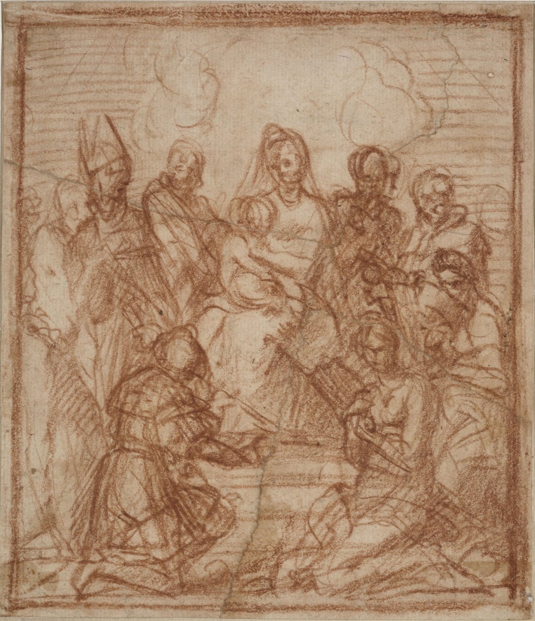 Thronende Madonna mit Kind und acht Heiligen Kompositionsstudie, 1528 von Andrea del Sarto