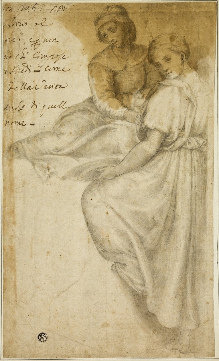 Heilige Anna und stehende Frau mit Tablett von Andrea del Sarto
