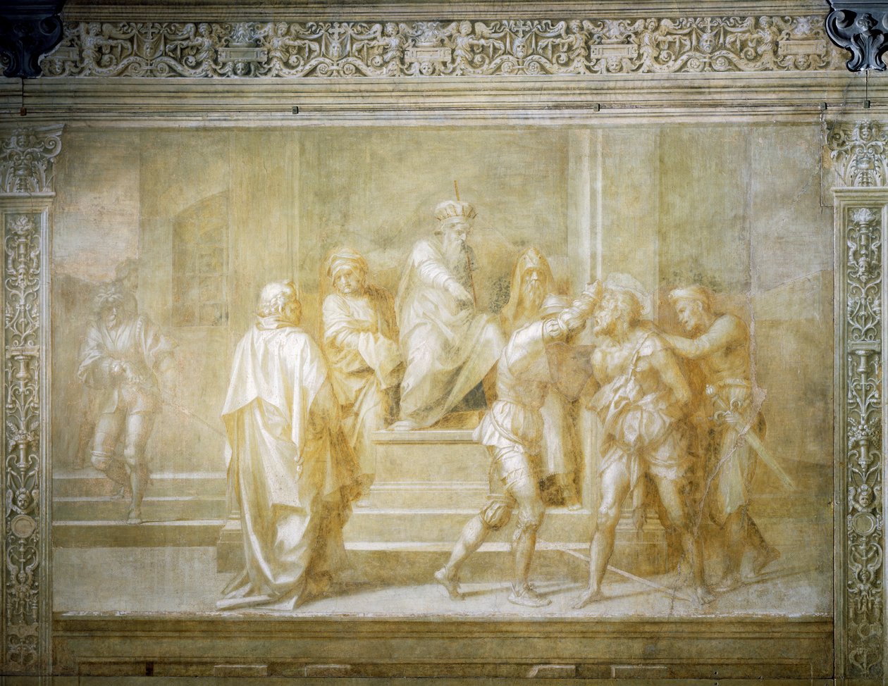 Johannes der Täufer wird auf Befehl des Herodes gefangen genommen von Andrea del Sarto
