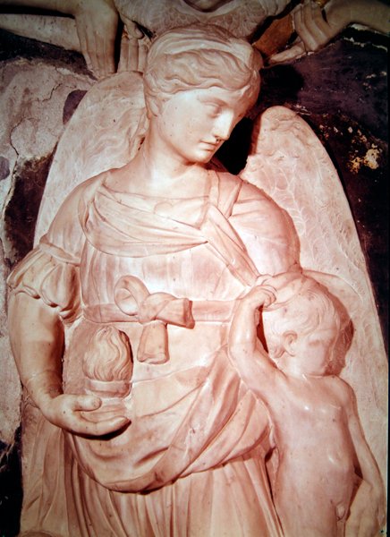 Nächstenliebe, vom Grabdenkmal des Kardinals Forteguerri (Marmor) (Detail) von Andrea del Verrocchio