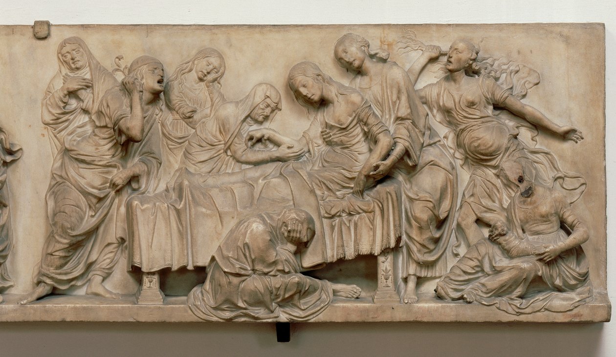 Relief, das den Tod von Francesca Tornabuoni zeigt von Andrea del Verrocchio