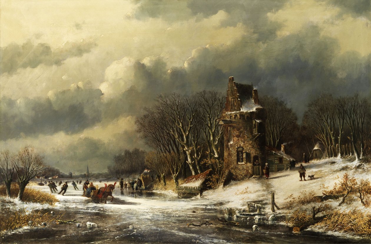 Holländische Landschaft mit Figuren von Andreas Schelfhout