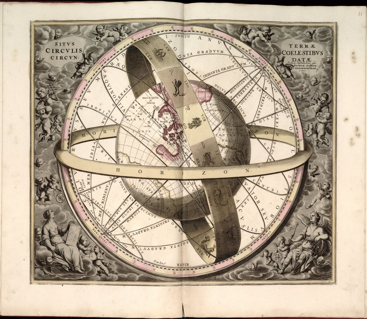 12. Hemisphaeria sphaerarum rectae & obliquae, utriusque von Andreas Cellarius