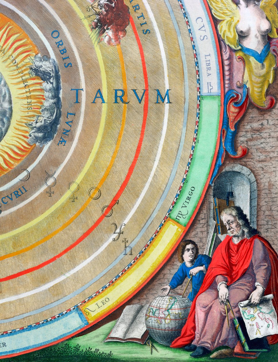 Ein Astronom, Detail aus einer Karte der Planeten, 1660-1661 von Andreas Cellarius