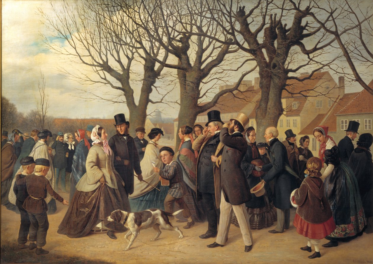 Spaziergang auf den Wällen von Kopenhagen am Abend eines öffentlichen Feiertags im Frühling von Andreas Herman Hunæus